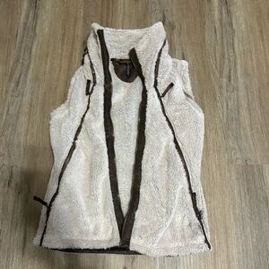 Kuhl Cream and Brown Fleece Vest